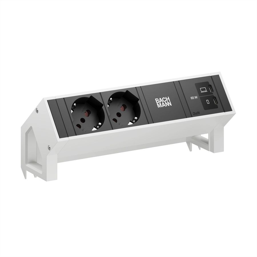 BACHMANN DESK2 2xP40 1xUSB C/C 65W, L=0,2m RAL9010