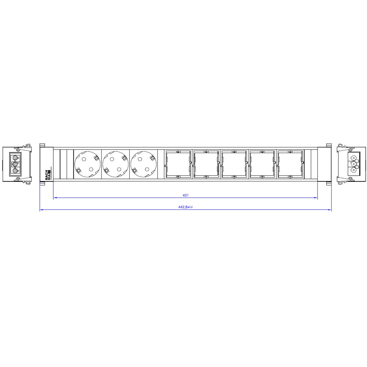 BACHMANN CONFERENCE TOP FRAME X-Large Einsatz 3x Schutzkontakt 5x ABD