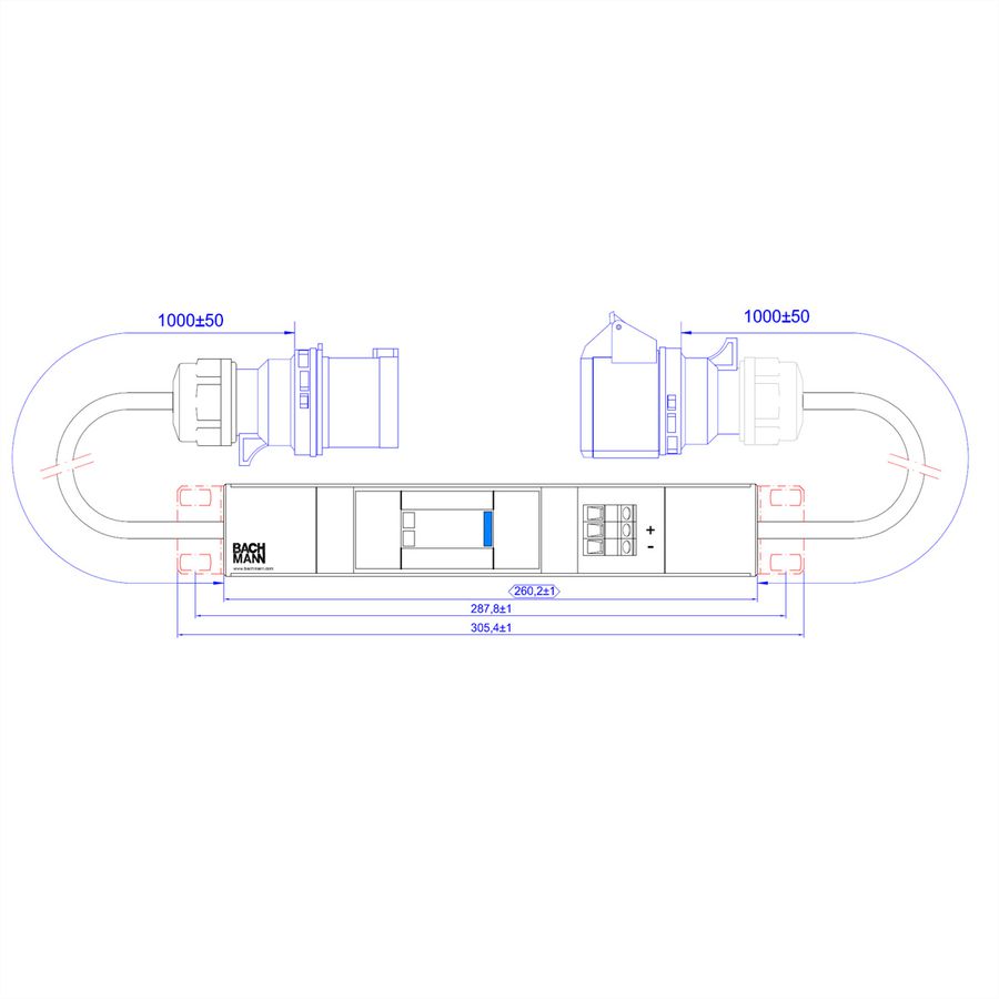 BACHMANN IT PDU Basic Inline SPD, 16A ÜSS 1m H05VV-F 3G2,5mm CEE 16A