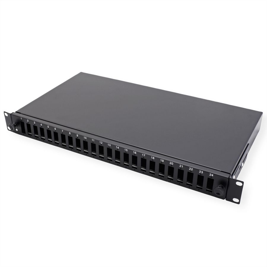 VALUE 19-Zoll-Spleißbox leer 1 HE, 24x SC DX / LC 4-fach, ausziehbar