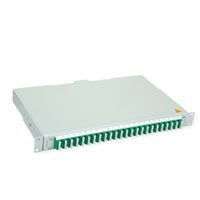TELEGÄRTNER BASIS V LWL-Panel mit Kupplungen & Pigtails, 24x LC Quad, grün, OS2 APC