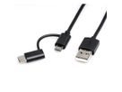 ROLINE USB 2.0 Sync- & Ladekabel Typ A - Typ C / Micro B, schwarz, 1 m