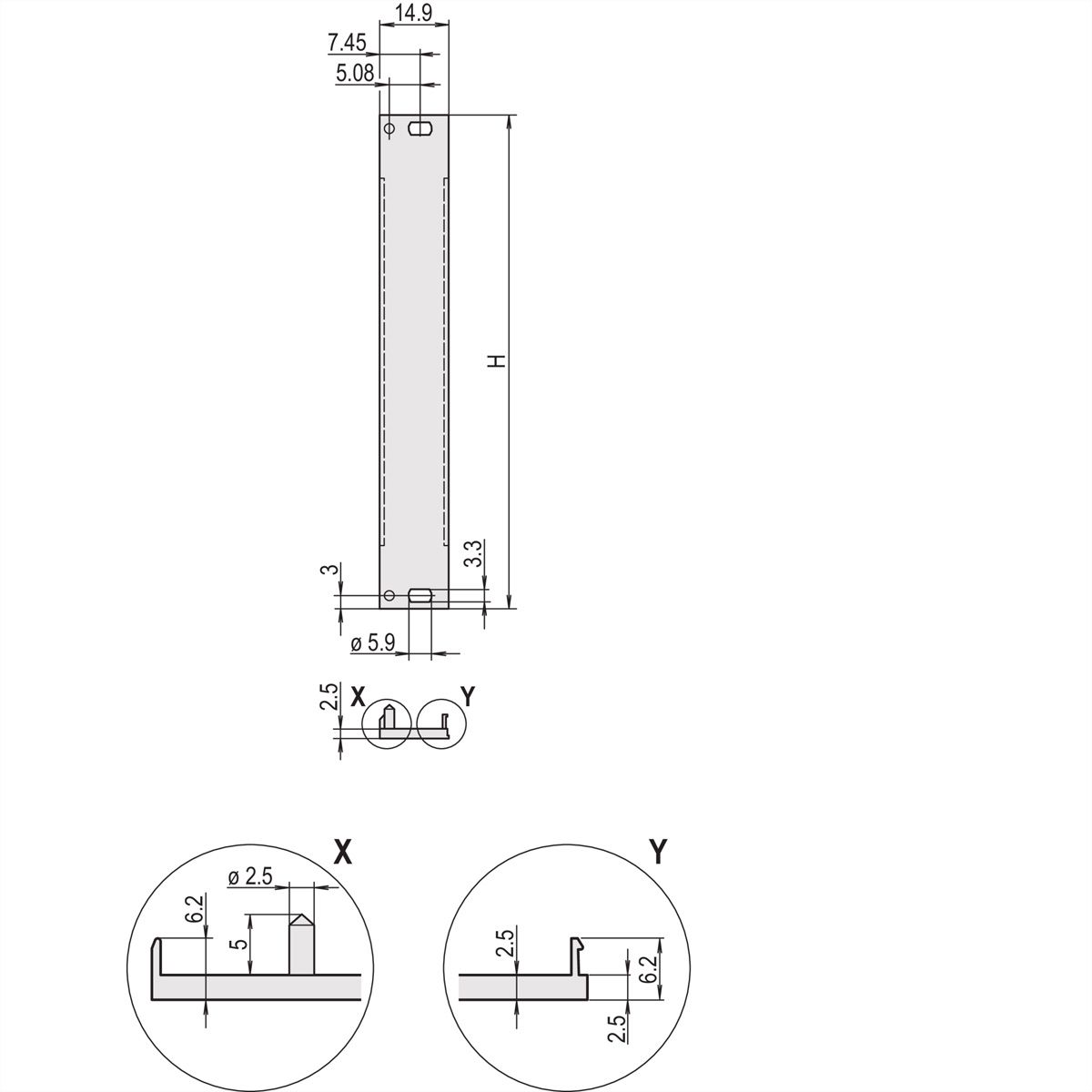 SCHROFF Frontplatten, U-Profil, schirmbar - TEILFRONTPLATTE 3HE 3TE