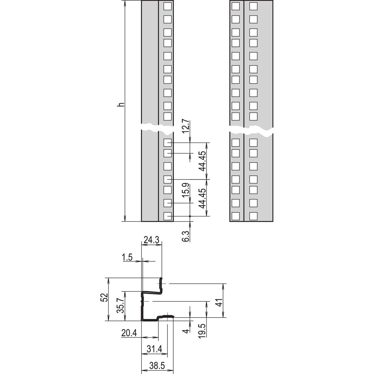 SCHROFF 19"-Profile - WINKELPROFIL SET 29HE 7021