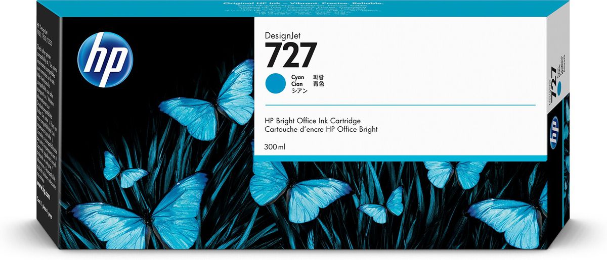 HP 727 Cyan DesignJet Tintenpatrone, 300 ml