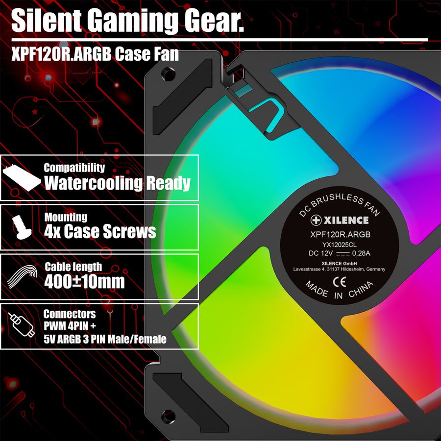 XILENCE Performance A+ REVERSE XF065, 120mm ARGB LED Lüfter schwarz