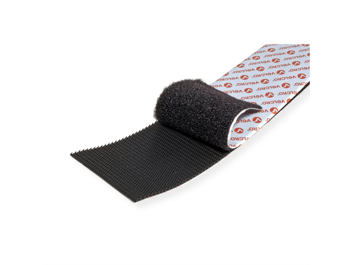 VELCRO® Klettband Extra Stark Selbstklebend, Haken & Flausch 50mm x 5m Schwarz
