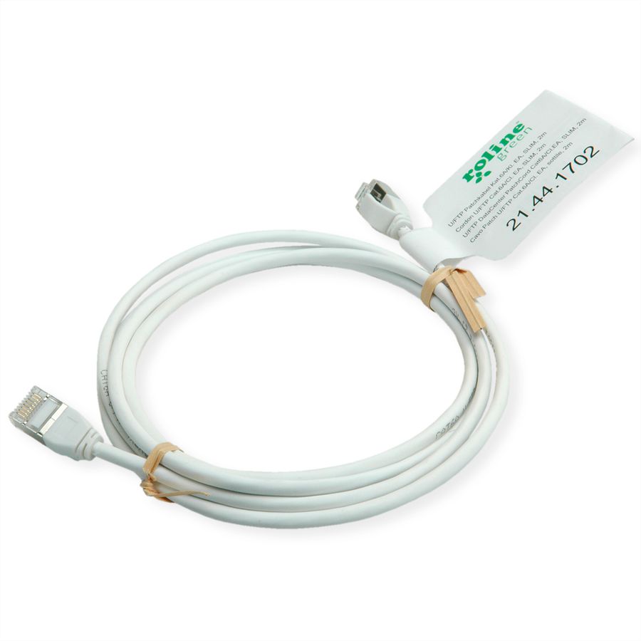 ROLINE GREEN U/FTP Patchkabel Cat.6A (Class EA), LSOH, slim, weiß, 1 m