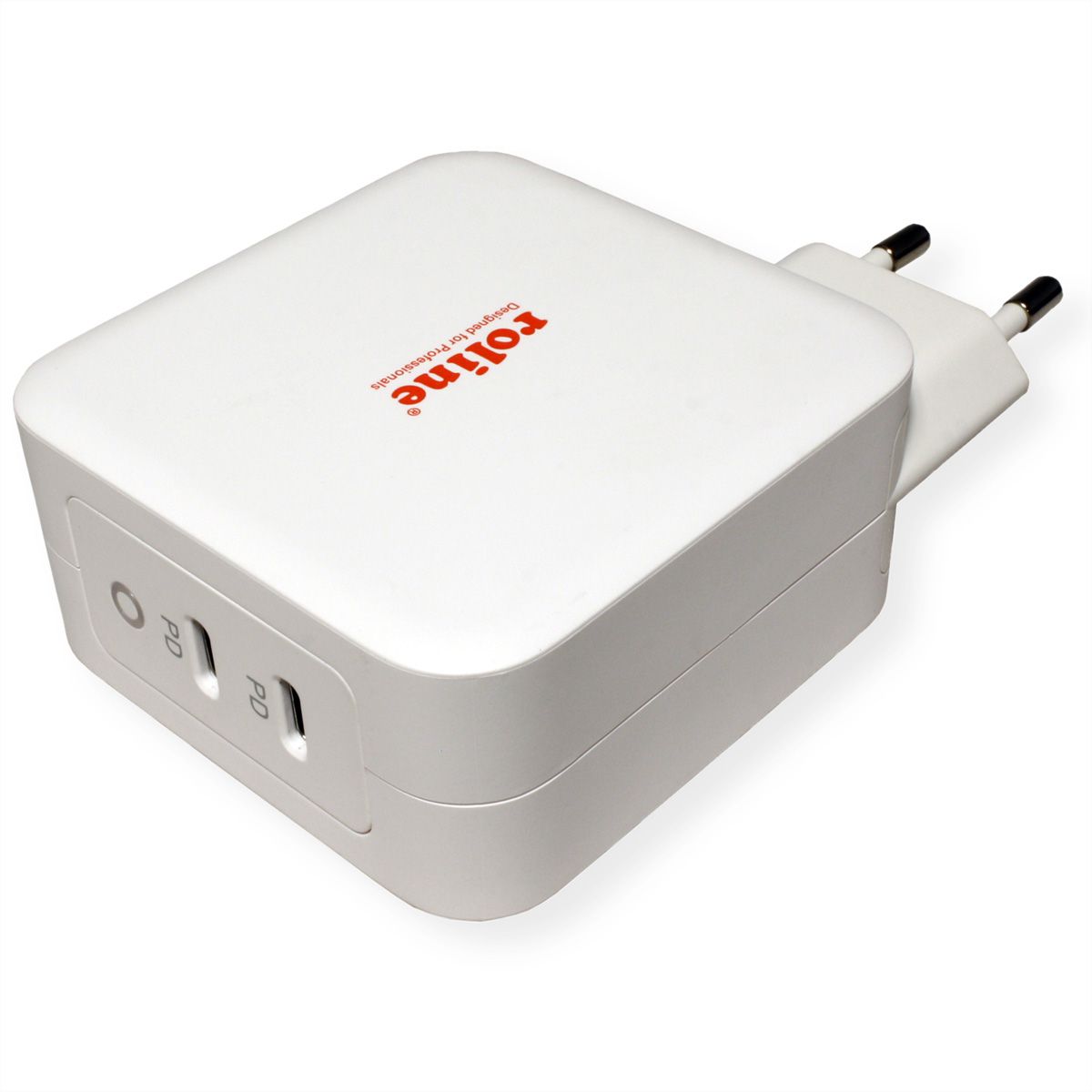 ROLINE USB Charger mit Euro-Stecker, 2 Port Typ-C (PD), GaN, 100W