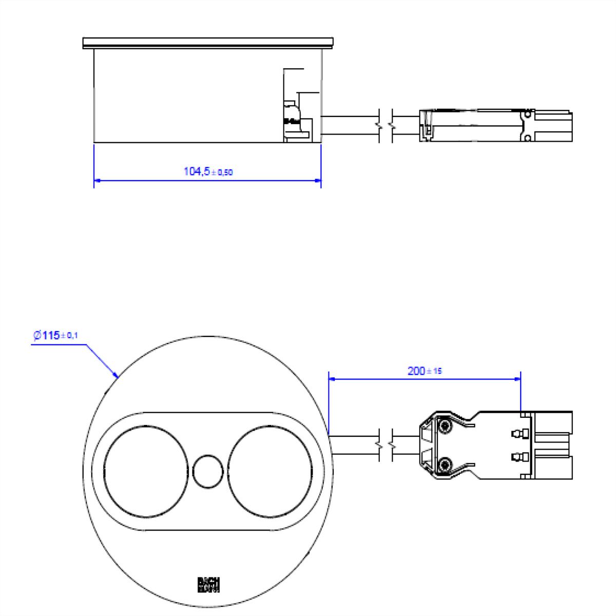 BACHMANN TWIST 2 1xCEE7/3 1xUSB A/C 22W 0,2m GST18 silber rund