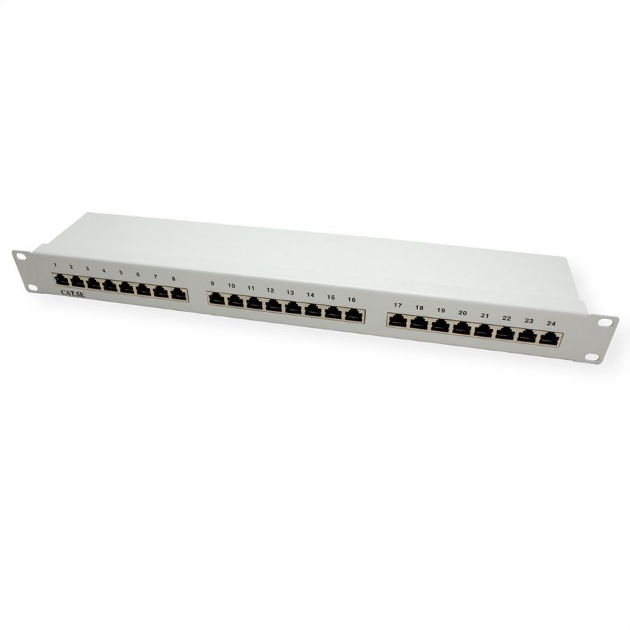 VALUE Cat.5e (Class D) 19-Zoll-Patchpanel, 24P, geschirmt, grau