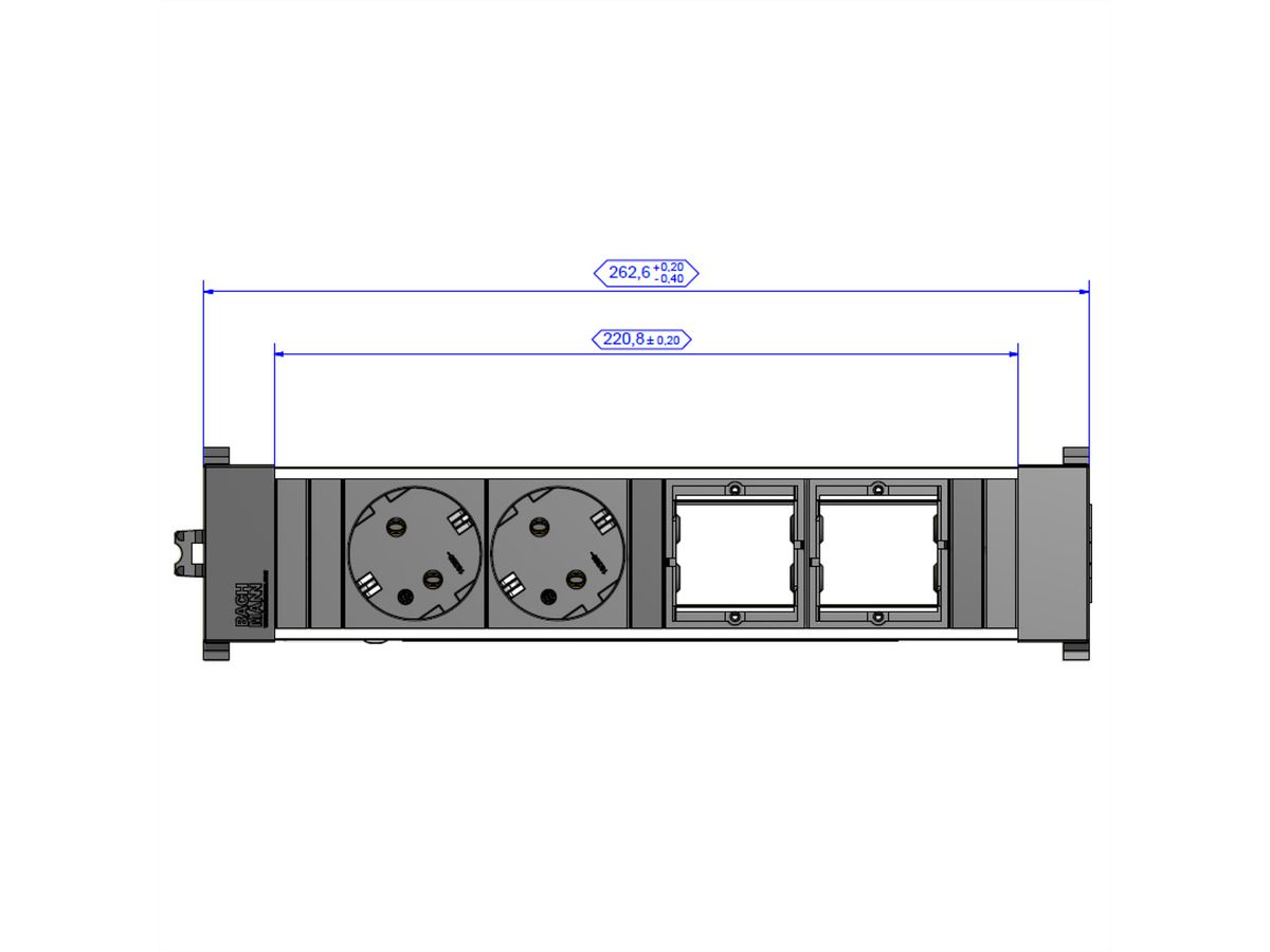 BACHMANN CONFERENCE TOP FRAME Medium Einsatz 2x Schutzkontakt 2x ABD