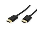 ROLINE HDMI High Speed Kabel mit Ethernet, Slim, ST-ST, schwarz, 1,5 m