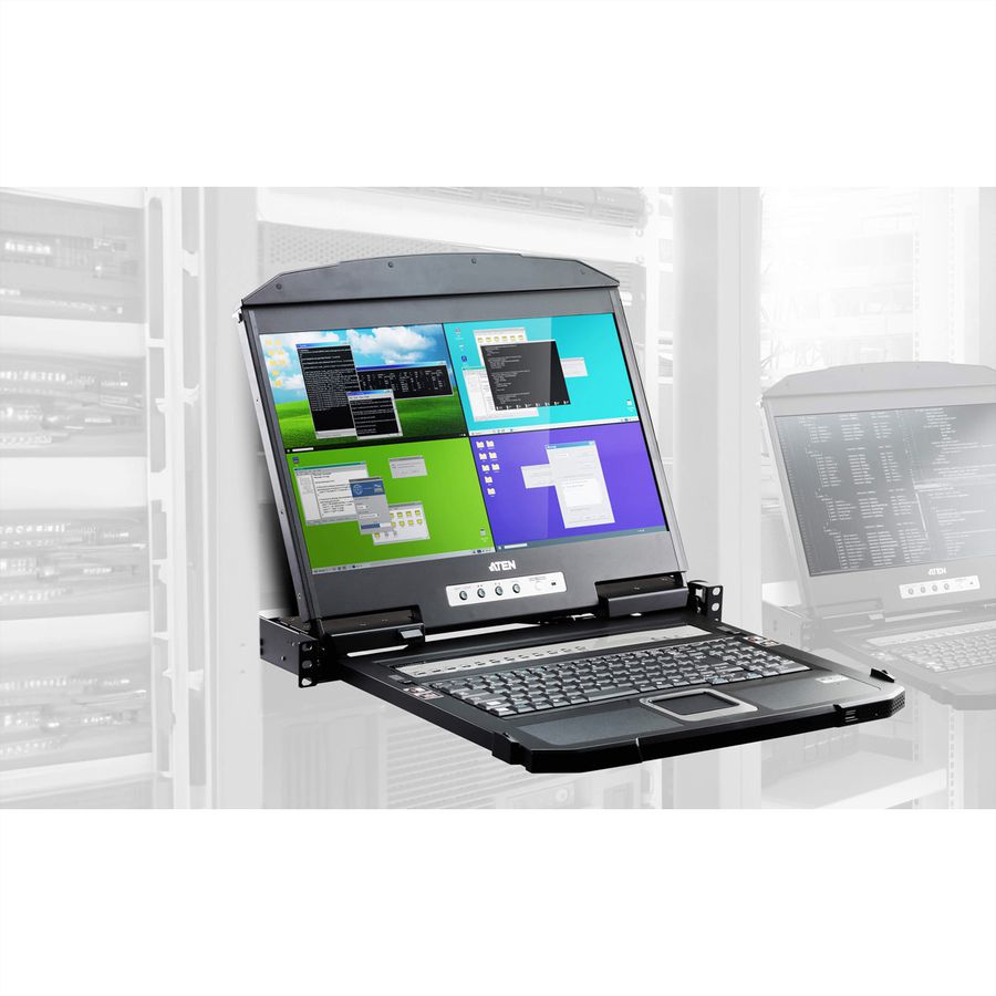 ATEN CL3884NW 4-Port Multi-View Dual Rail WideSceen LCD KVM, ES-Layout