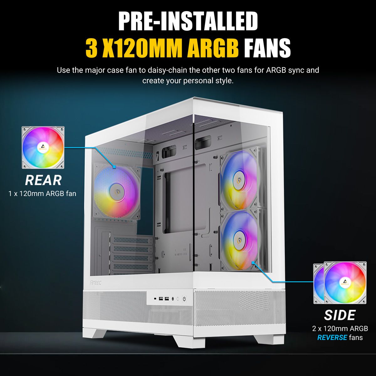 ANTEC CX500M ARGB PC Gehäuse Mini Tower Micro-ATX, schwarz