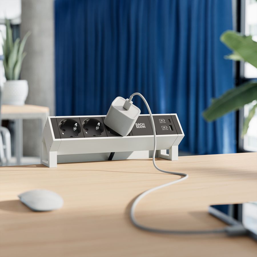 BACHMANN DESK2 3x Schutzkontakt 1x ABD GST18, weiß