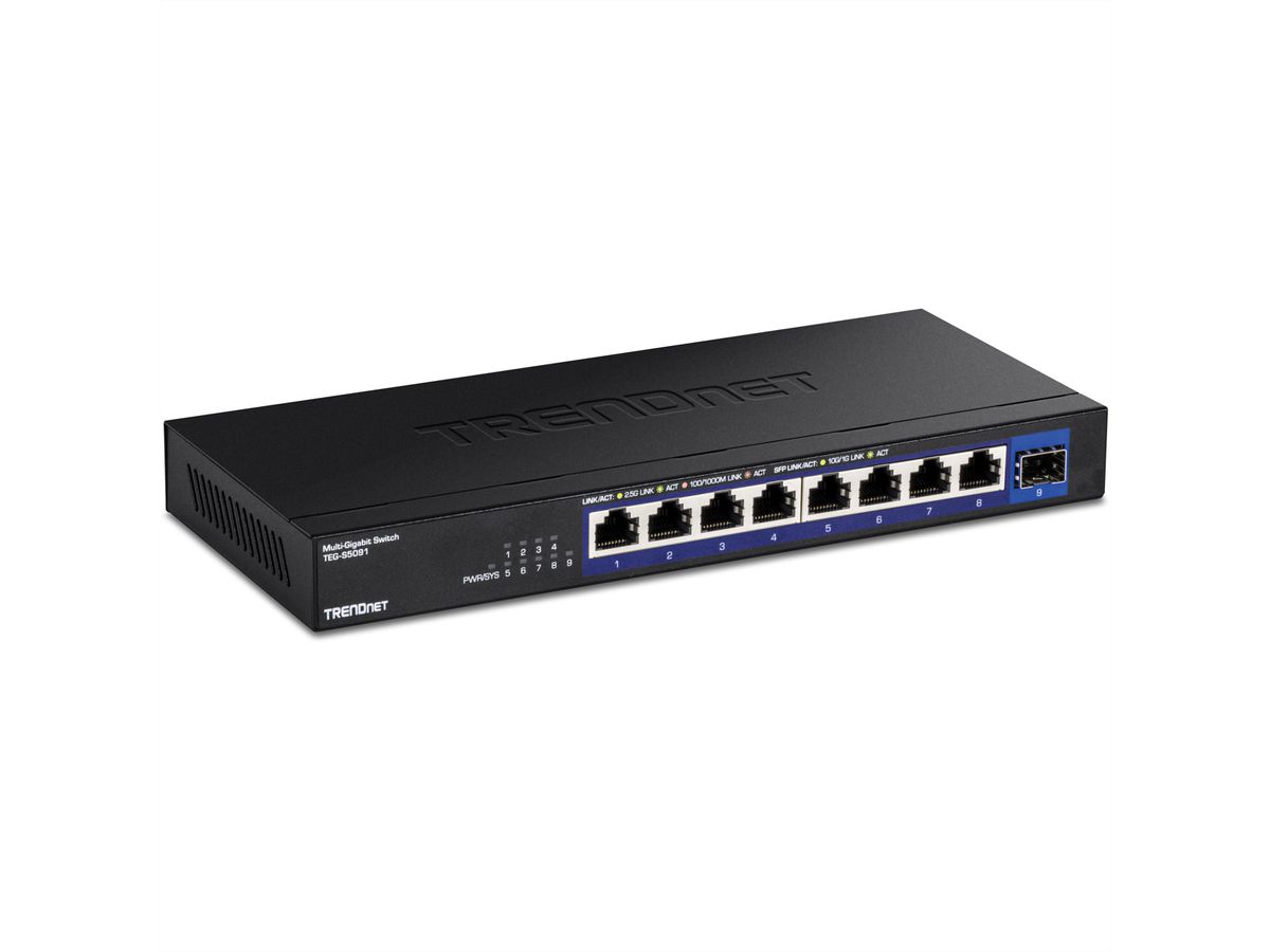 TRENDnet TEG-S5091 9-Port Switch, 2.5G Unmanaged Switch mit 10G SFP+ Port