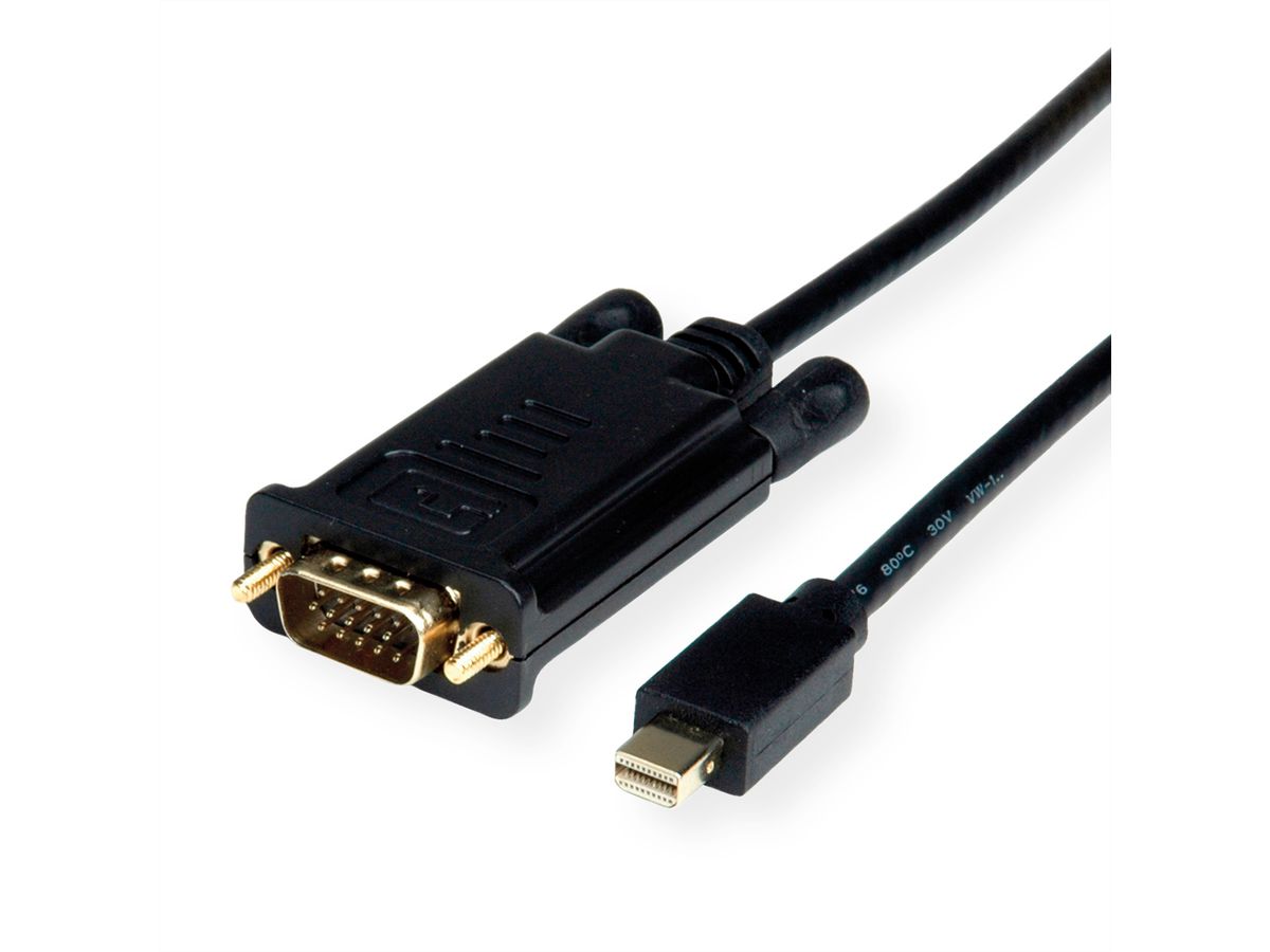 VALUE Kabel Mini DisplayPort-VGA, Mini DP ST - VGA ST, schwarz, 1 m