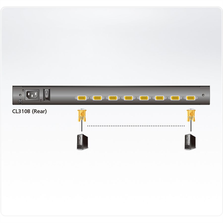 ATEN CL3108NX KVM-Switch, 18,5Zoll TFT, VGA, PS/2-USB, 8 Port, UK-Layout