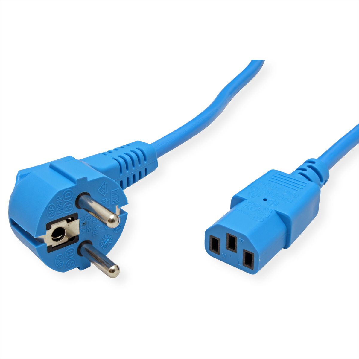 ROLINE Netzkabel, gerade IEC-Buchse, blau, 1,8 m
