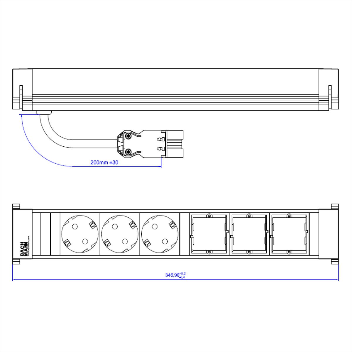 BACHMANN POWER FRAME Large 3x Schutzkontakt 3x ABD
