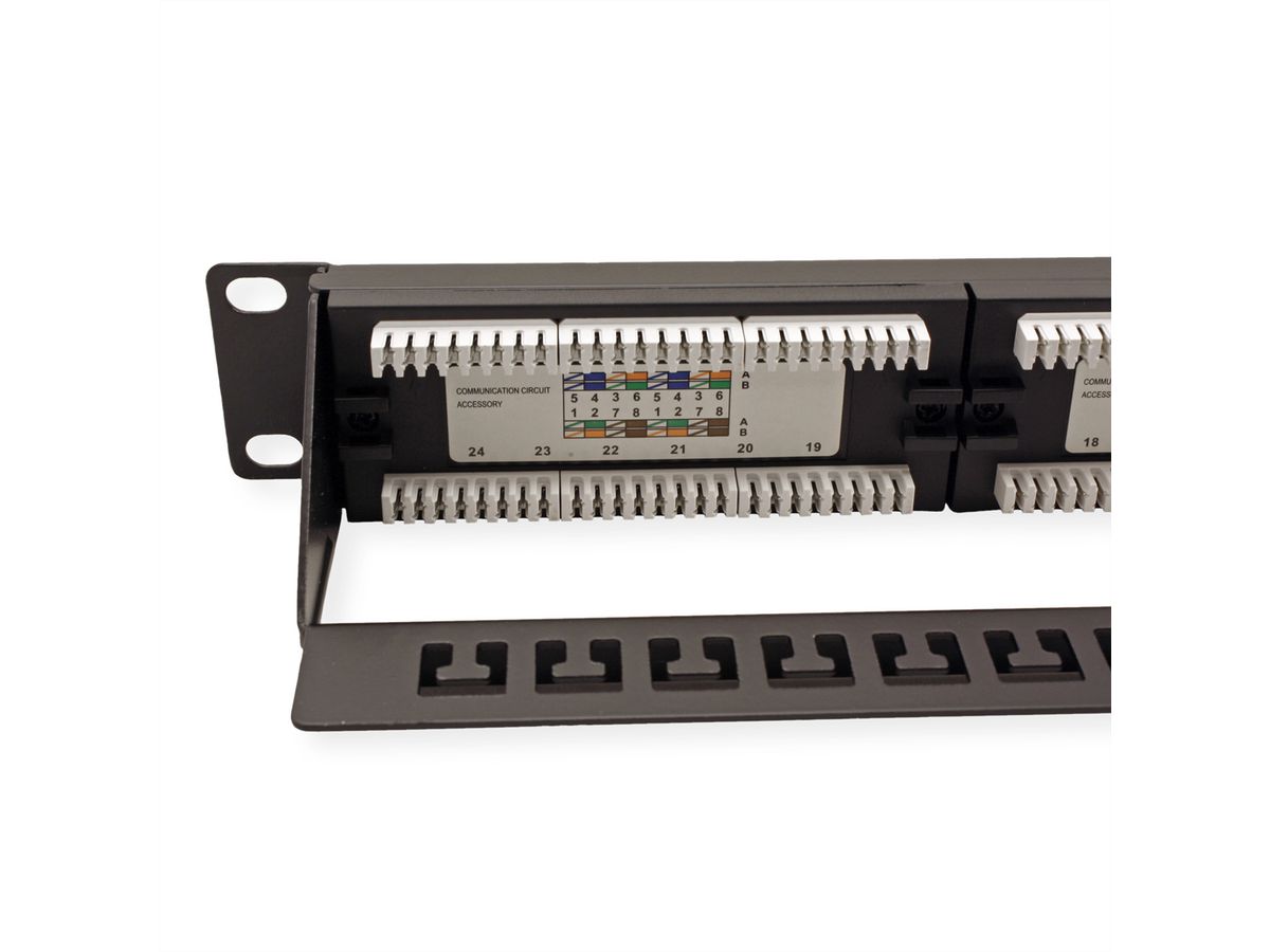 VALUE Kat.6A 19"-Patchpanel, 24 P, ungeschirmt, schwarz