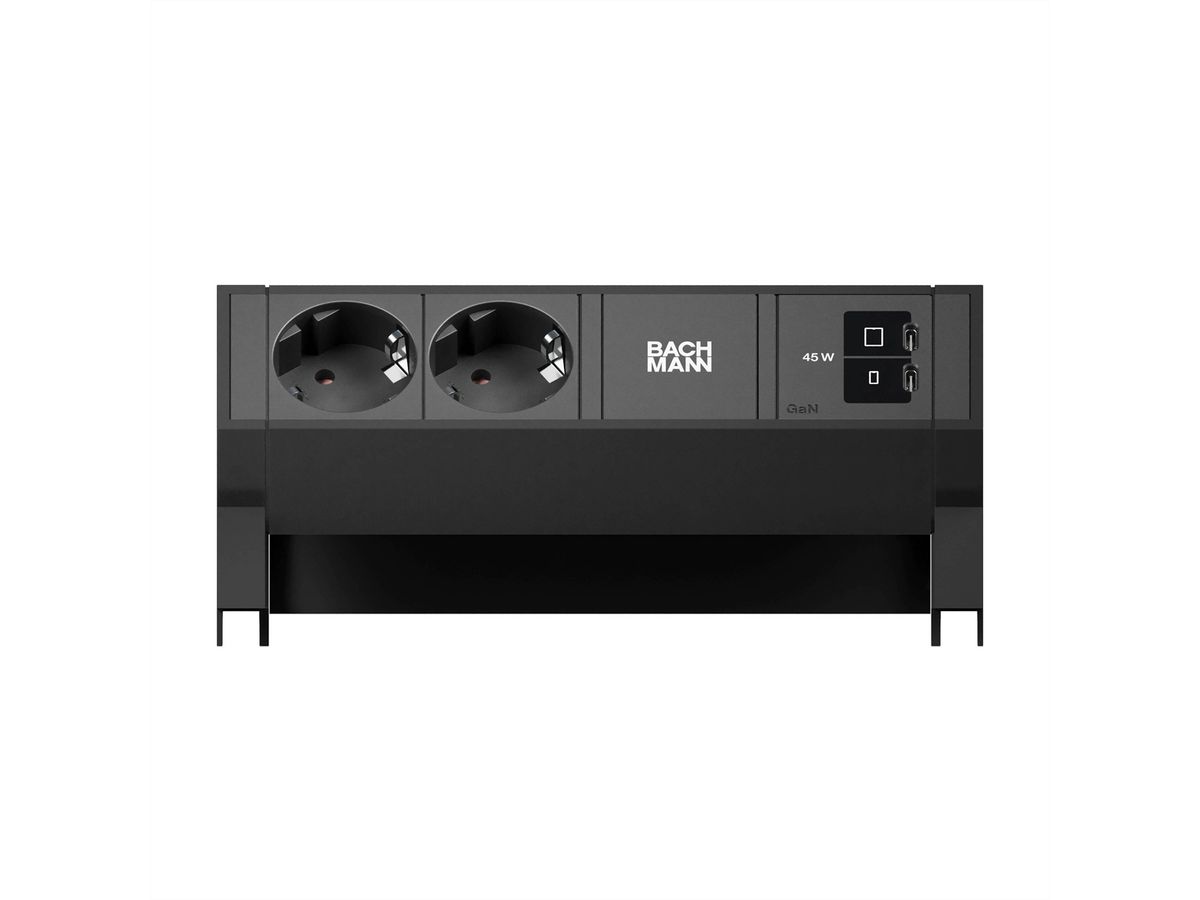 BACHMANN DESK2 2xCEE7/3 1xUSB C/C 45W, L=0,2m RAL9005