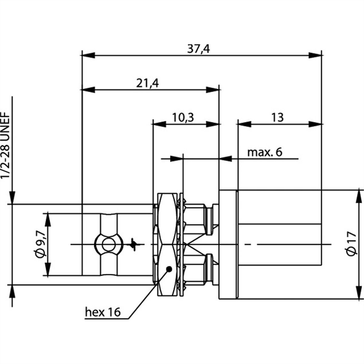TELEGÄRTNER BNC-Kabeleinbaubuchse 50 Ohm für  RG-58C/U, isoliert