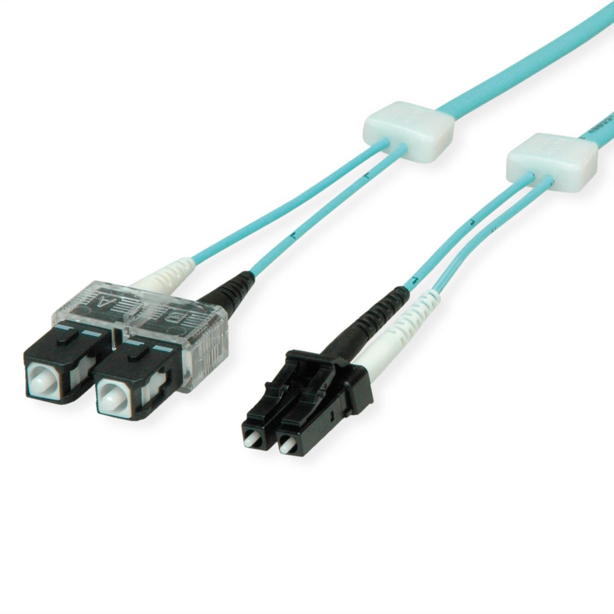 EasyLan LWL-LED-Patchkabel duplex 50/125µm OM3, LC/SC, türkis, 1 m