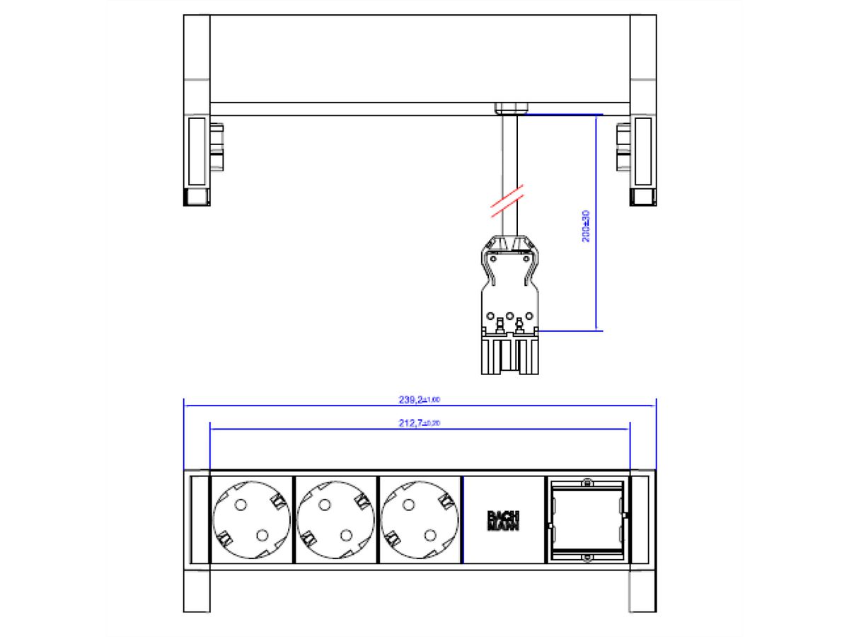 BACHMANN DESK2 3x Schutzkontakt 1x ABD GST18 Inox