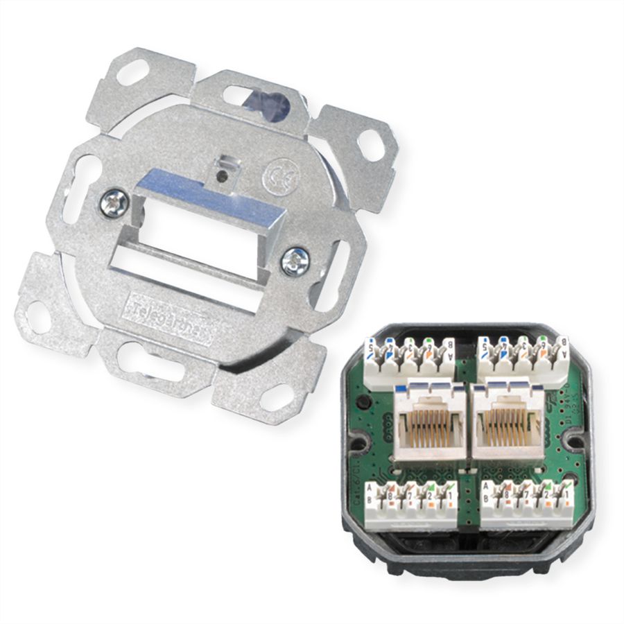 TELEGÄRTNER Dose AMJ45 ohne Zentralplatte, 2x RJ-45 Cat.6A (Class EA)
