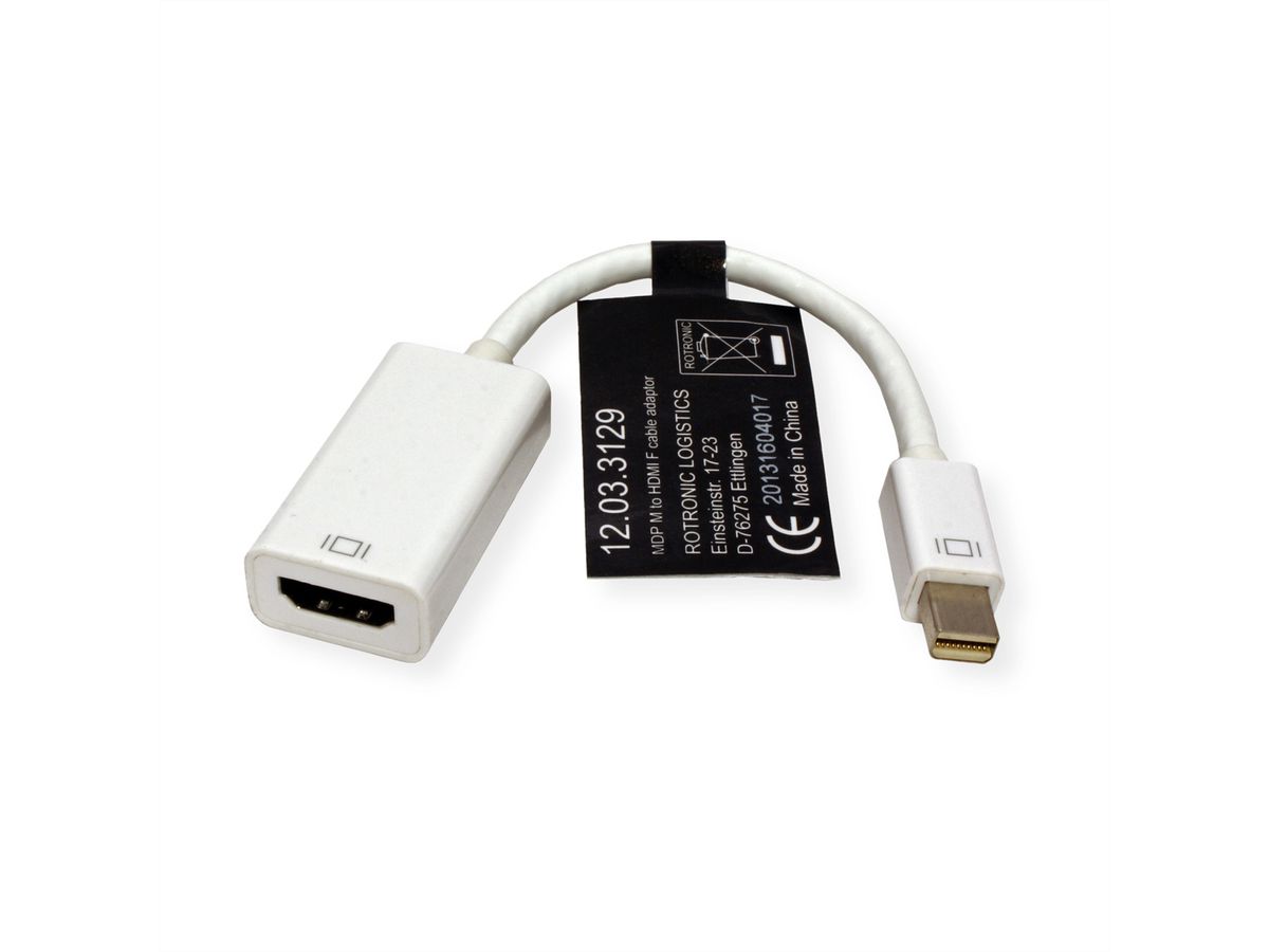 ROLINE Mini DisplayPort-HDMI Adapter, Mini DP ST - HDMI BU
