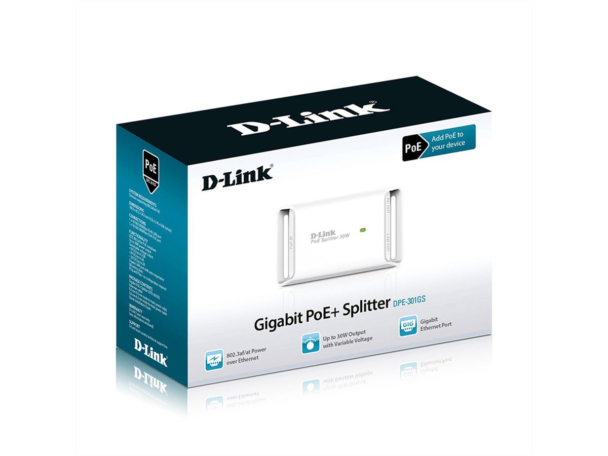 D-Link DPE-301GS Gigabit PoE Plus Splitter