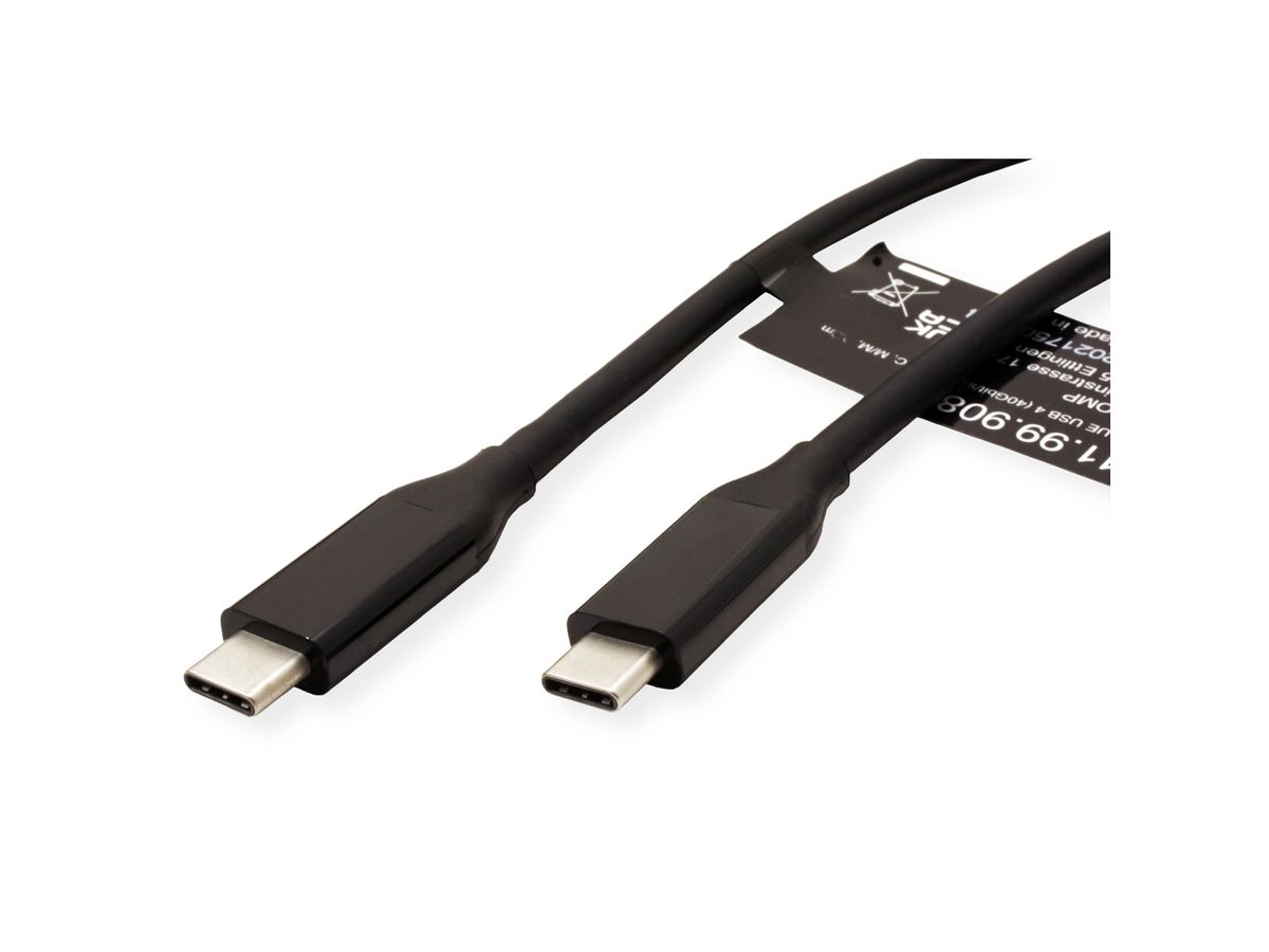 VALUE USB4 Gen 3 Kabel, Emark, C-C, ST/ST, 40Gbit/s, 100W, schwarz, 0,5 m