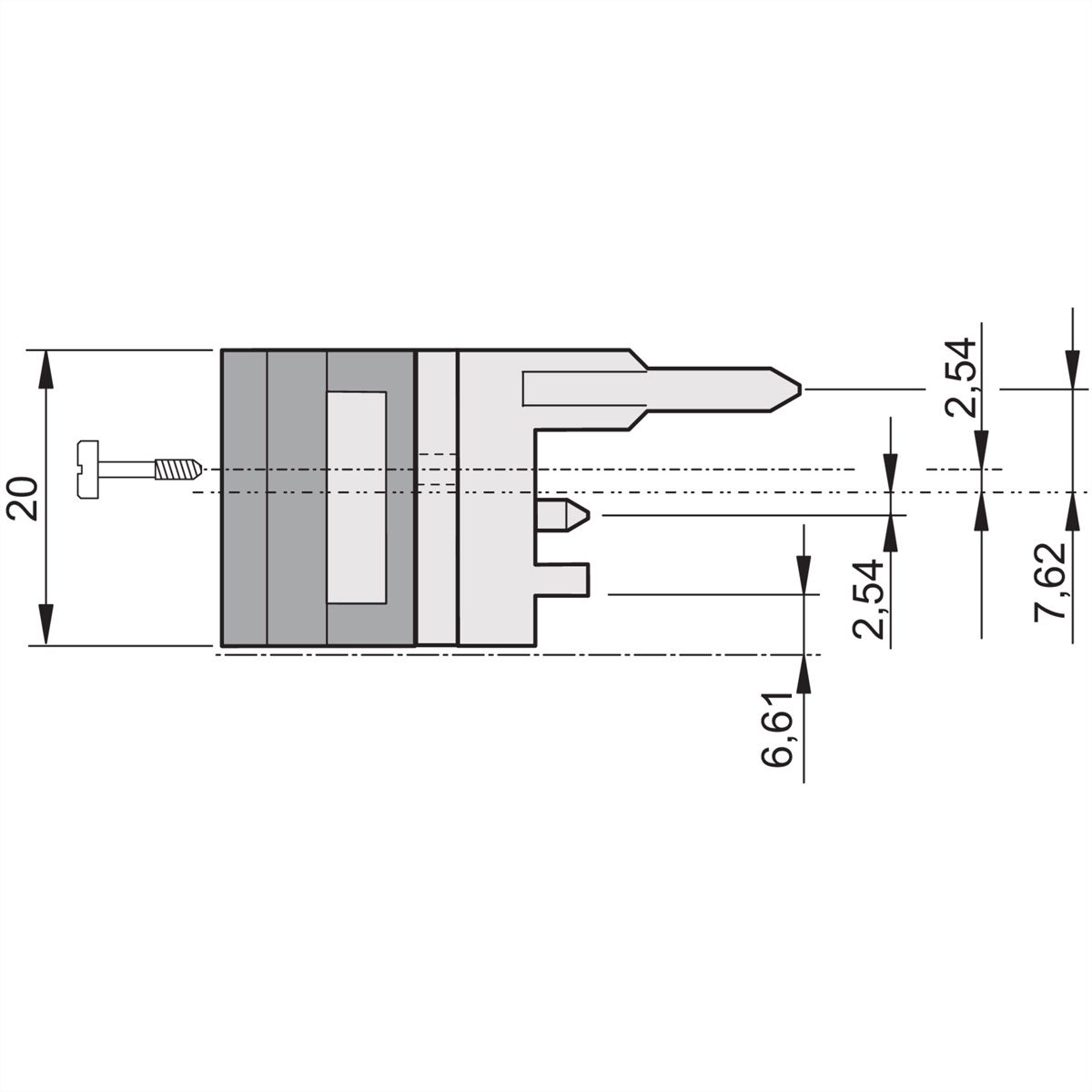 SCHROFF IET-Griff mit 0,1 Zoll Versatz - IET-GRIFF OB O SW/GR 10ST