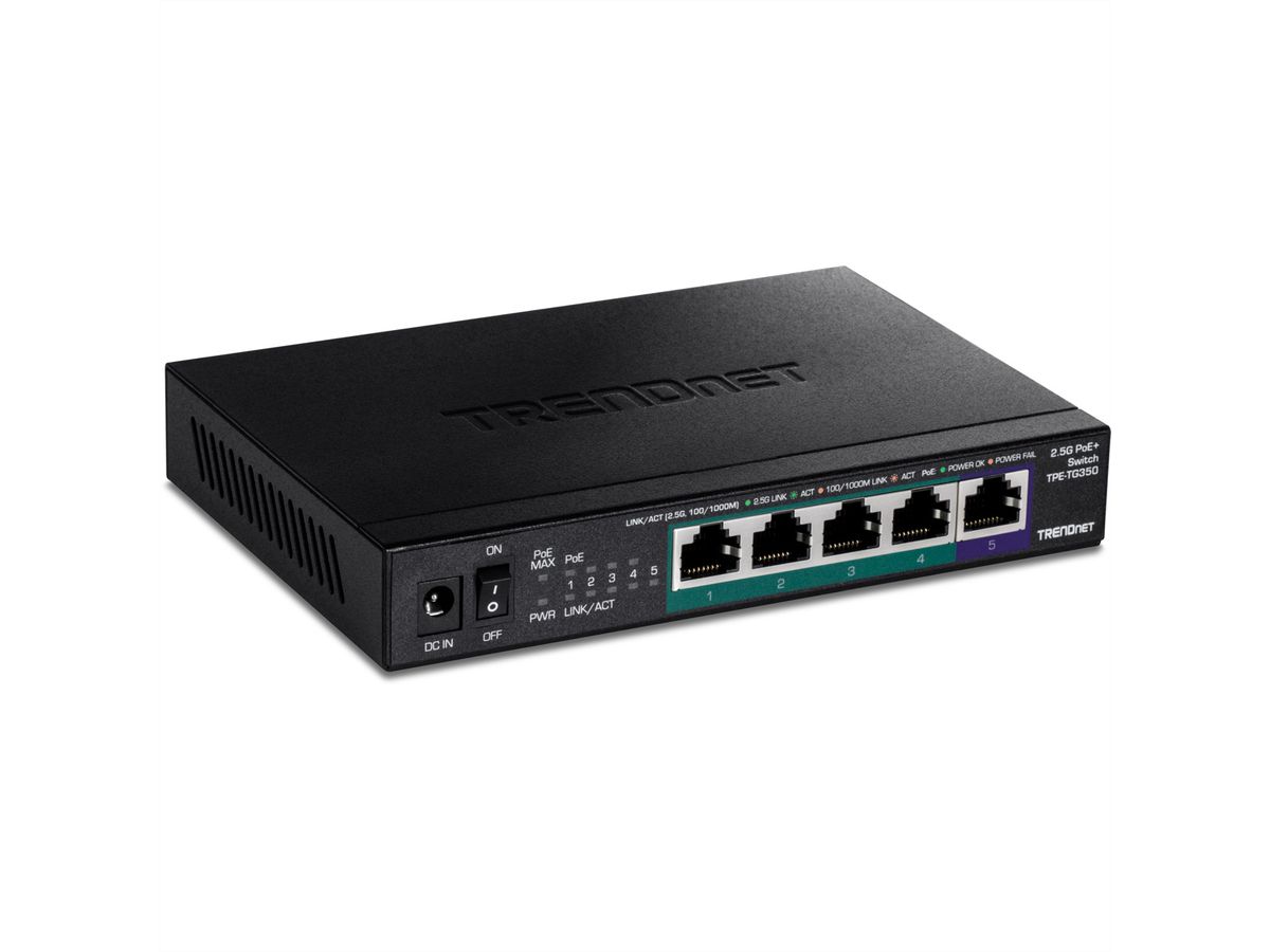 TRENDnet TPE-TG350 5-Port PoE Switch, Unmanaged 2.5G PoE+