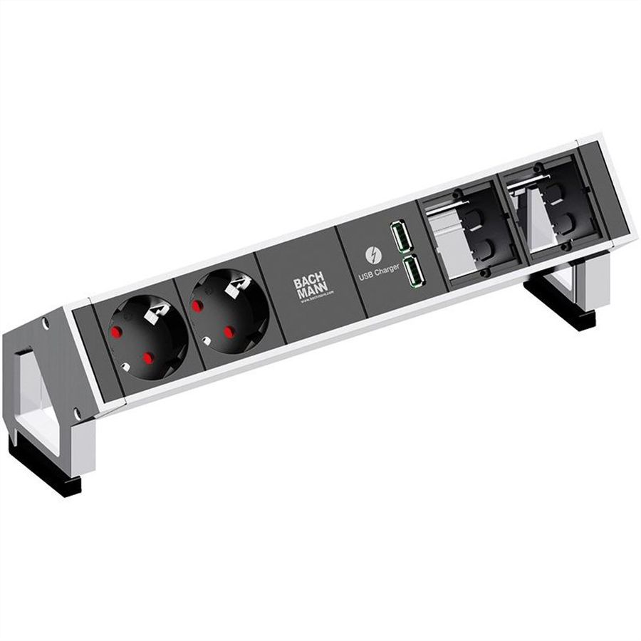 BACHMANN DESK2 2x Schutzkontakt 2x ABD 1x USB Charger GST18, weiß