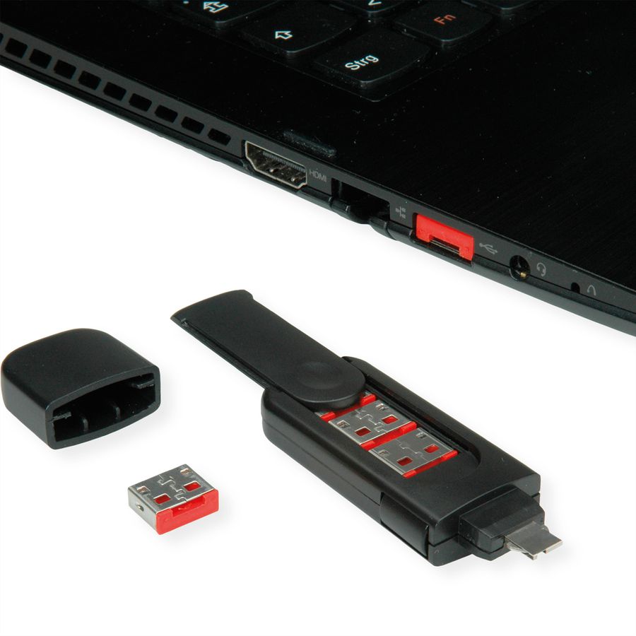 ROLINE USB Typ A Port Blocker, 4x Schloss und 1x Schlüssel