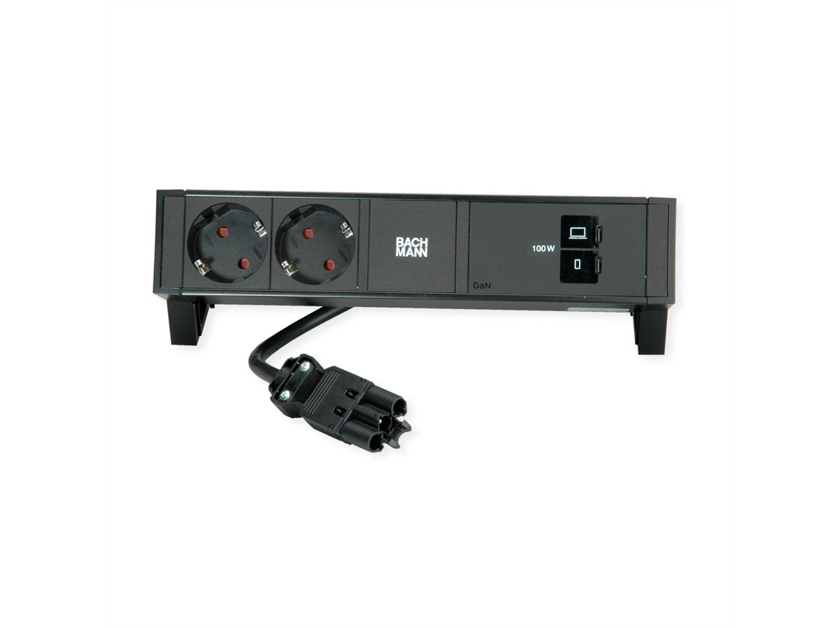 BACHMANN DESK2 2x CEE7/3, USB-C, USB-Charger 100W, GST18 0,2m