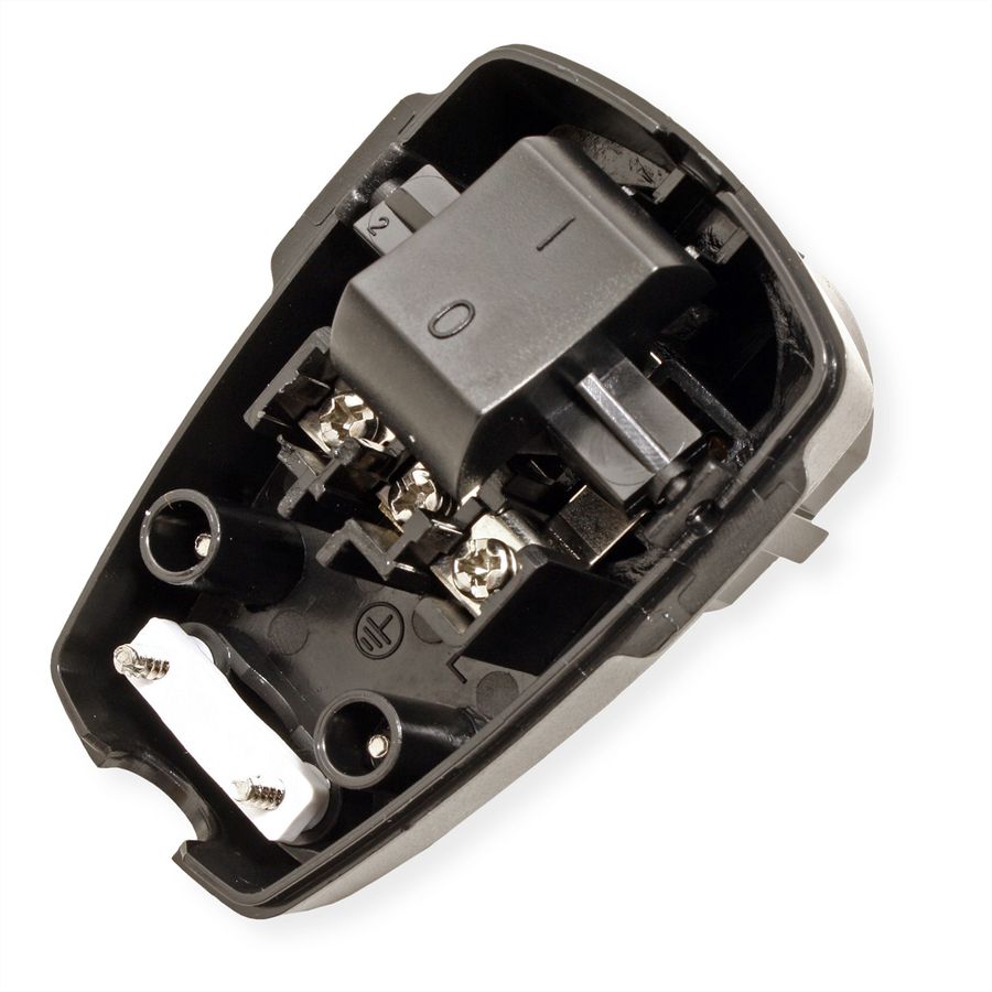 BACHMANN Schutzkontaktstecker, schwarz flach Wippschalter 2-p