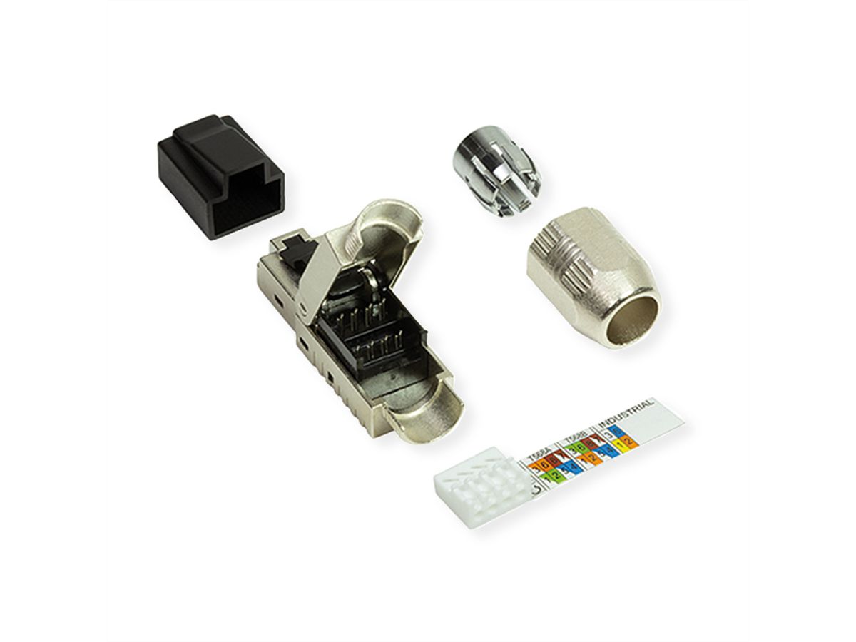 ROLINE feldkonfektionierbarer RJ-45 Stecker Kat.6A (Class EA), STP, silberfarben