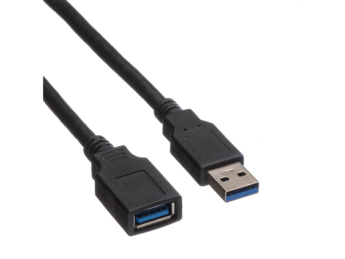 ROLINE USB 3.2 Gen 1 Kabel, Typ A-A, ST/BU, schwarz, 0,8 m