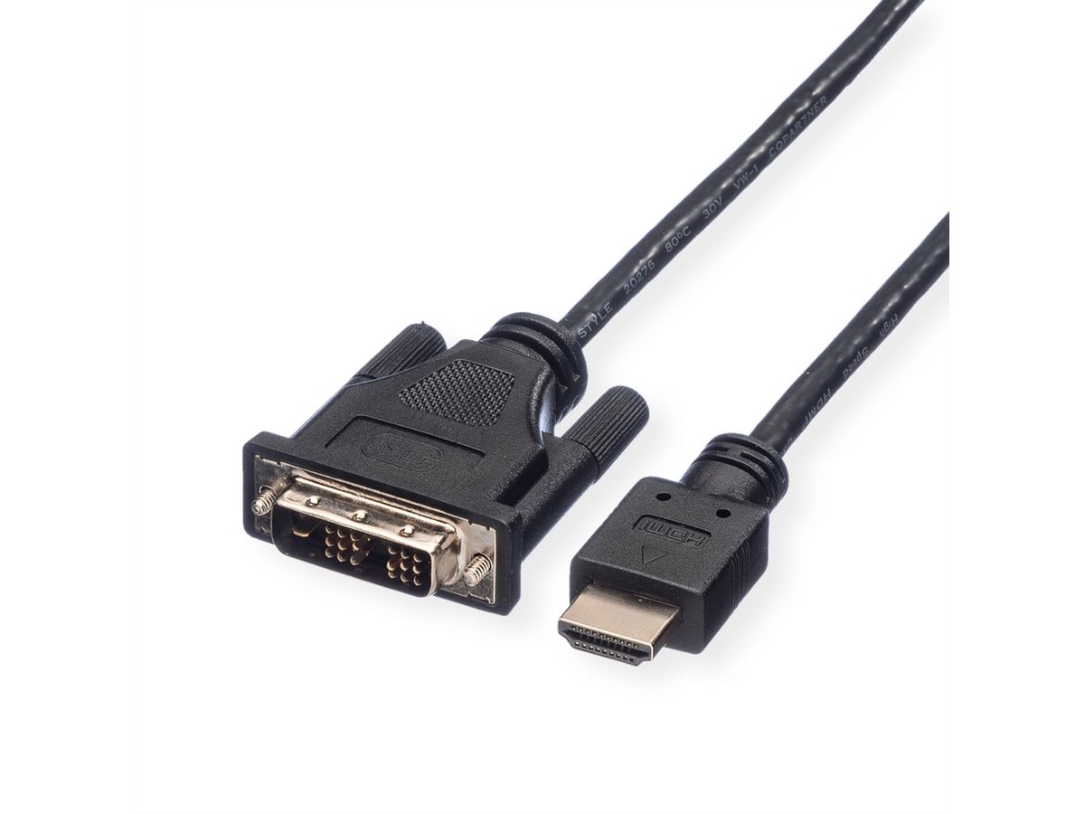 ROLINE Kabel DVI (18+1) ST - HDMI ST, schwarz, 2 m