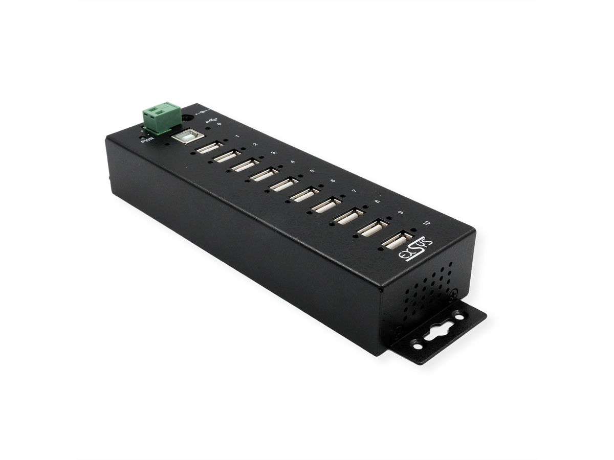EXSYS EX-1170HMVS 10 Port USB 2.0 Metall HUB, 15KV Surge Protection