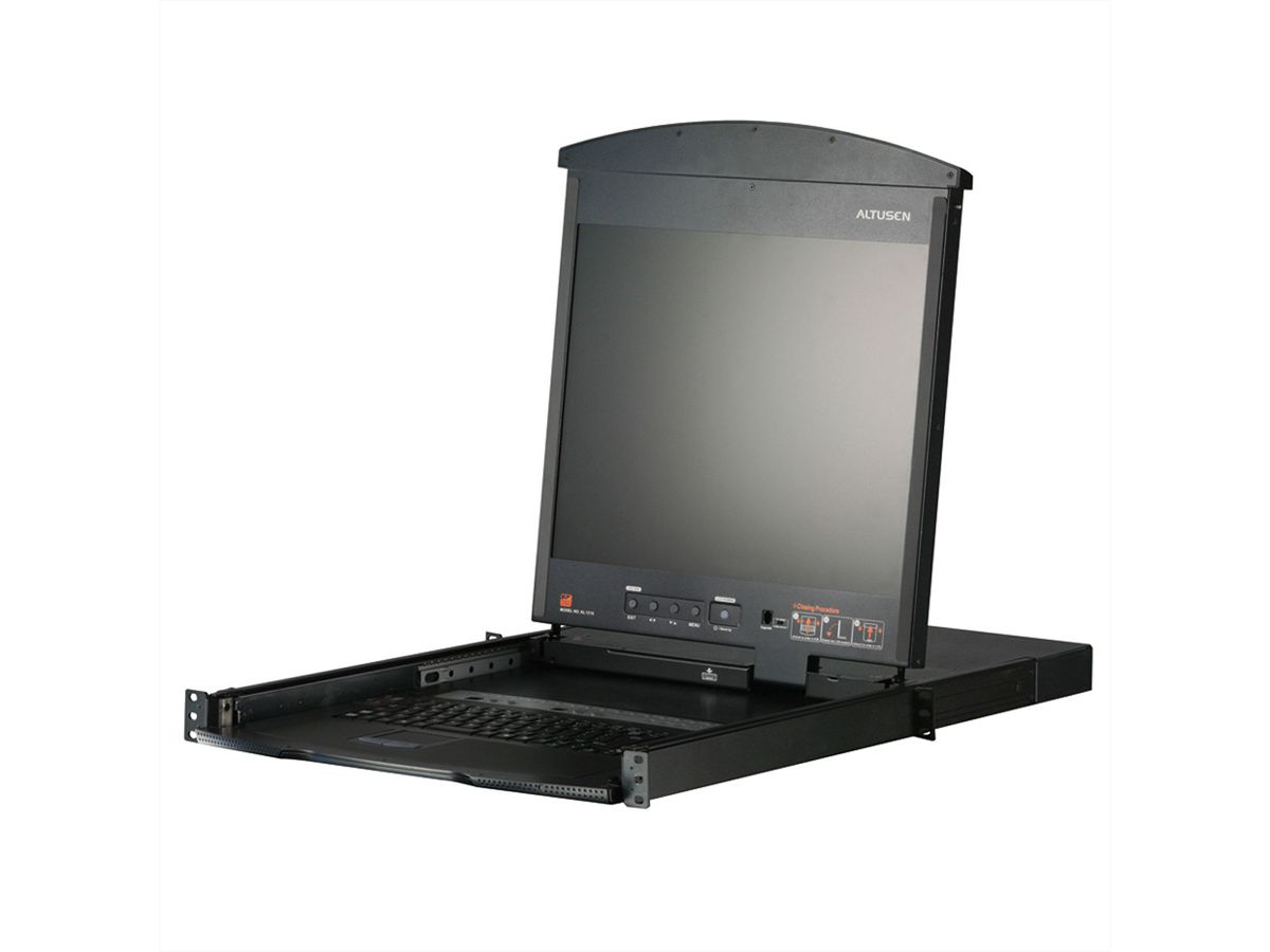 ATEN KL1516AN KVM-Switch, 48cm TFT, VGA, PS/2-USB über Kat 5, 16 Port, DE-Layout
