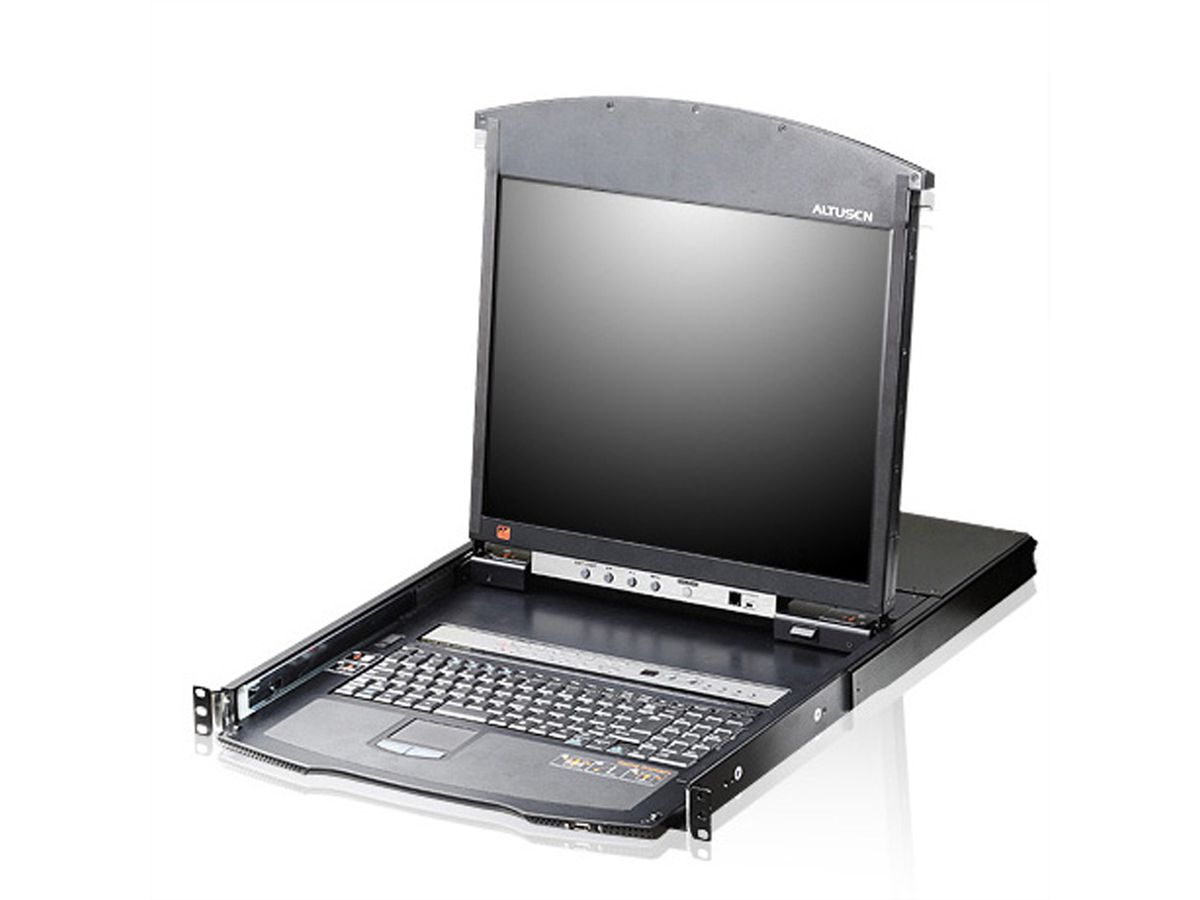 ATEN KL1516AiM KVM Over-IP Switch, 43cm TFT, VGA, PS/2-USB über Kat 5, 16 Ports, IT-Layout
