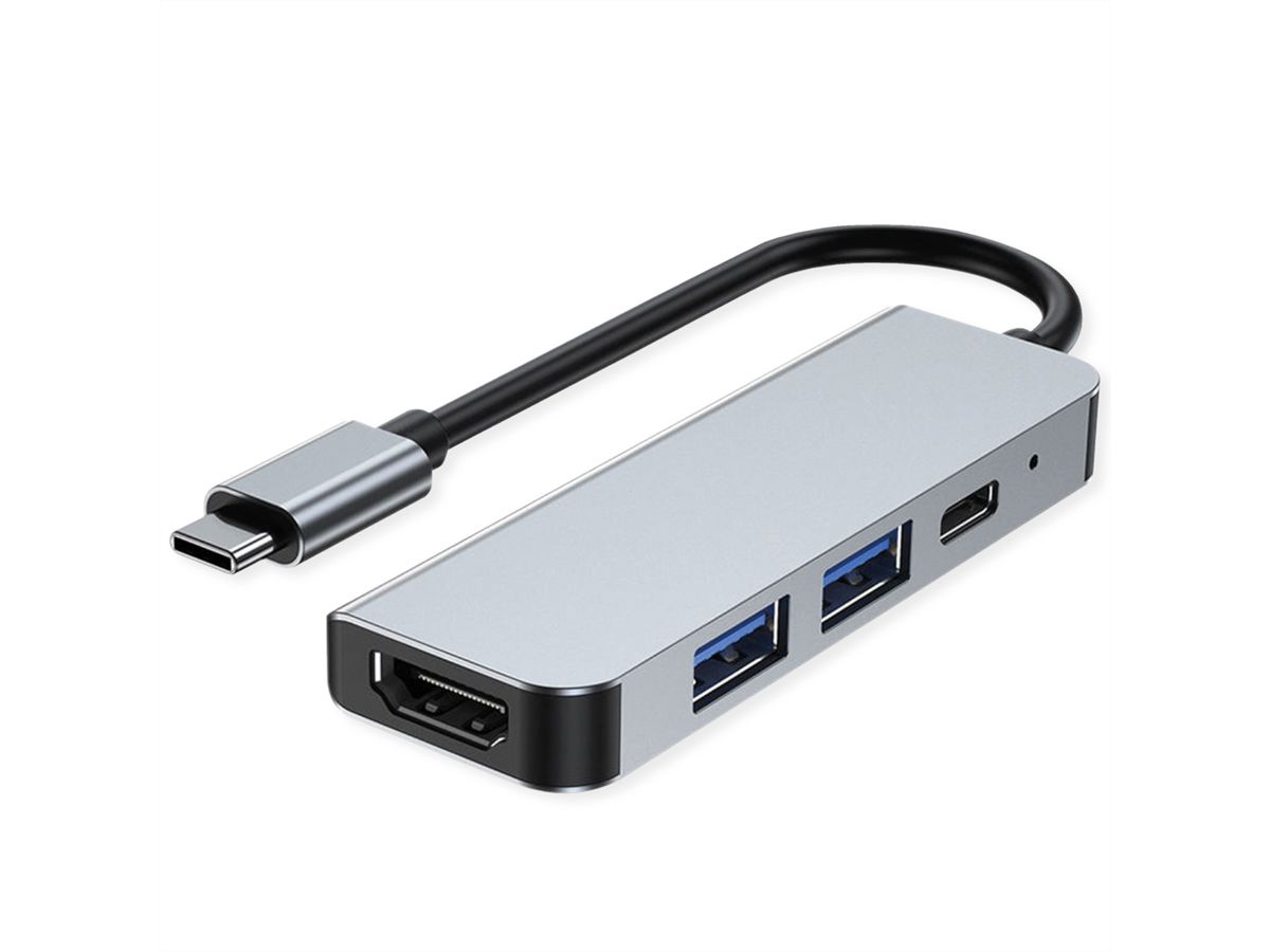 VALUE USB Typ C Docking Station, HDMI 4K, 2x USB A + Typ C PD