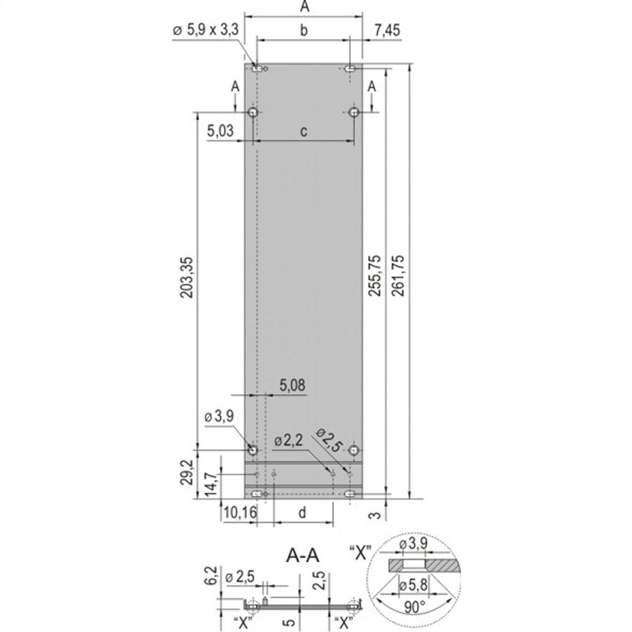 SCHROFF Frontplatte für Kassetten, Schirmbar mit EMV-Textildichtung - KAS FPL EMV TEXTIL 6HE 10TE