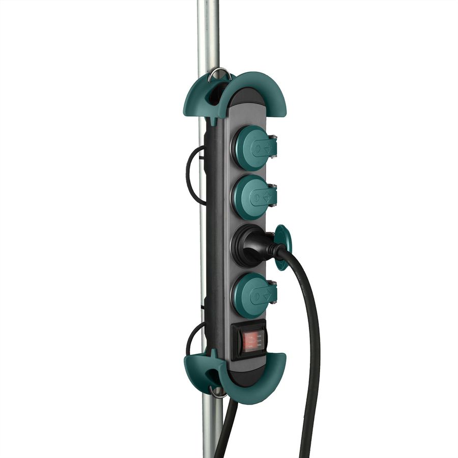 BACHMANN HOOK Outdoor 4x Schutzkontakt, Kunststoff, mit Schalter und Klappdeckeln, IP44, 4 m