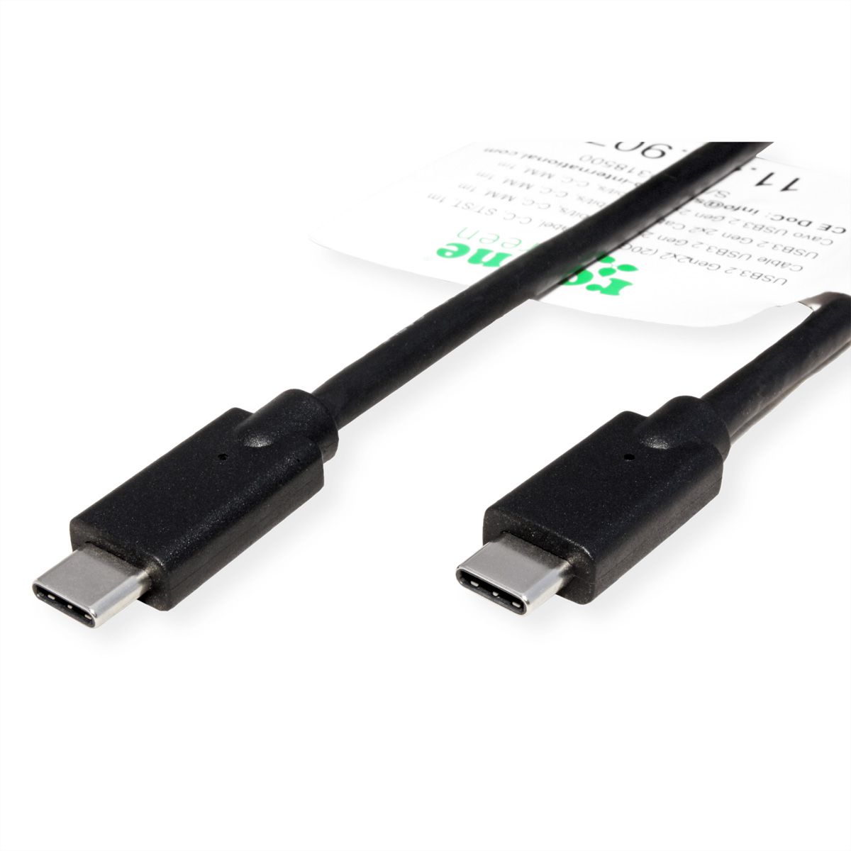 ROLINE GREEN USB 3.2 Gen 2x2 Kabel, USB C-C, ST/ST, 4K UHD-1, 20Gbit/s, Emark, 100W, schwarz, 0,5 m